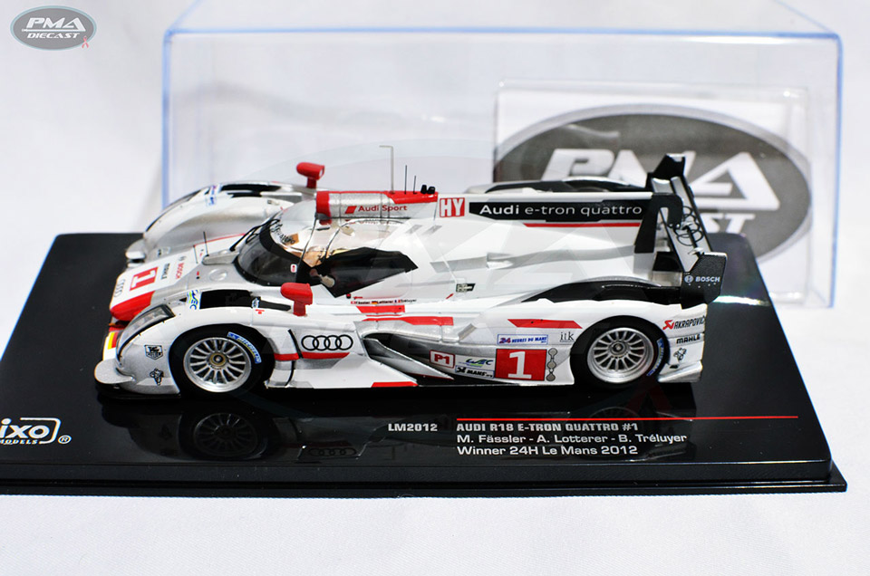 ANDRÉ LOTTERER, BENOÎT TRÉLUYER, MARCEL FÄSSLER 2012 AUDI SPORT TEAM JOEST AUDI R18 E-TRON QUATTRO 1:43